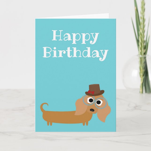 Joyeuse carte d'anniversaire Dachshund Chien blanc (Devant)