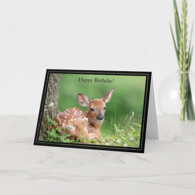 Joyeuse carte d'anniversaire de la faune de cerfs  (Devant)