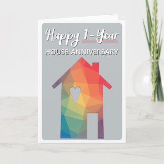 Joyeuse carte d'anniversaire de la maison d'un an