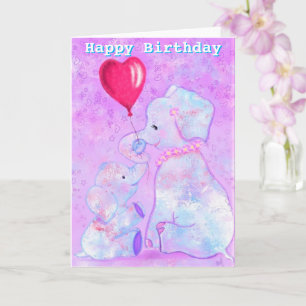 Joyeuse carte d'anniversaire Elephant maman et béb