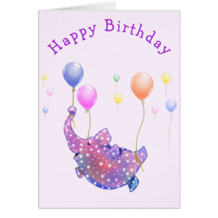 Joyeuse carte d'anniversaire Elephant vol avec bal