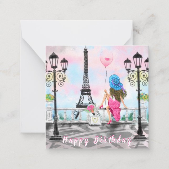 Joyeuse carte d'anniversaire Femme avec ballon à P (Devant)