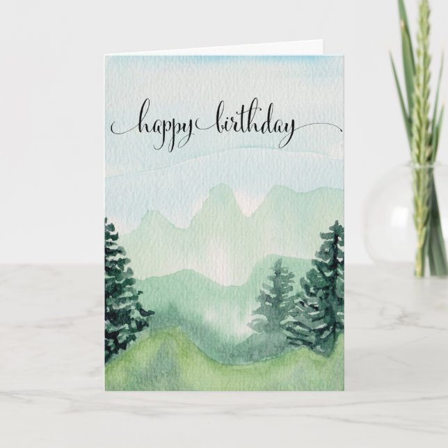 Joyeuse Carte D'Anniversaire Pour Lui, Monts Water (Devant)