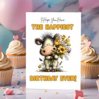 Joyeuse Carte d'Anniversaire Sanglier Mignon & Sim