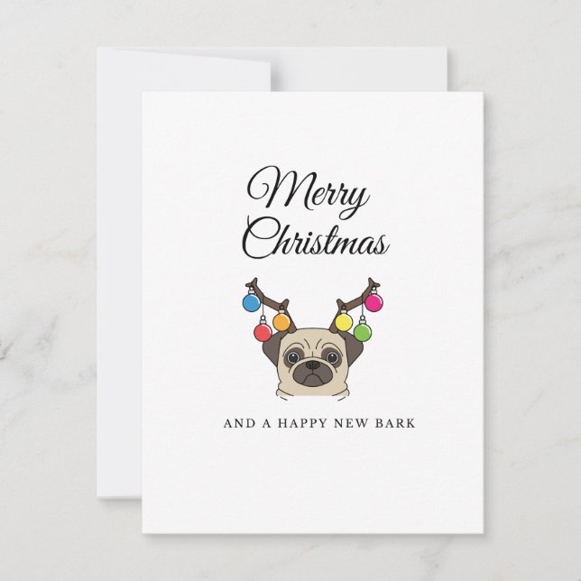 Joyeuse carte de carlin de Noël (Devant)