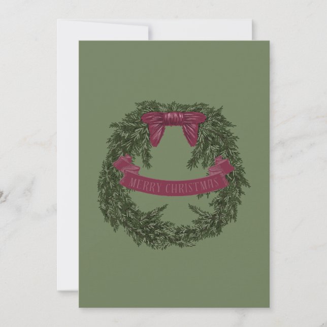 Joyeuse carte de couronne de Noël (Devant)