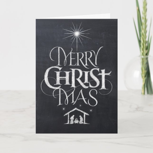 Joyeuse carte de craie de Noël de MAS du Christ (Devant)