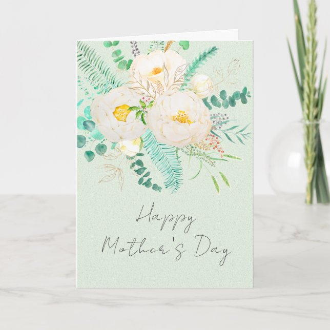 joyeuse carte de fleur de pivoine blanche (Devant)