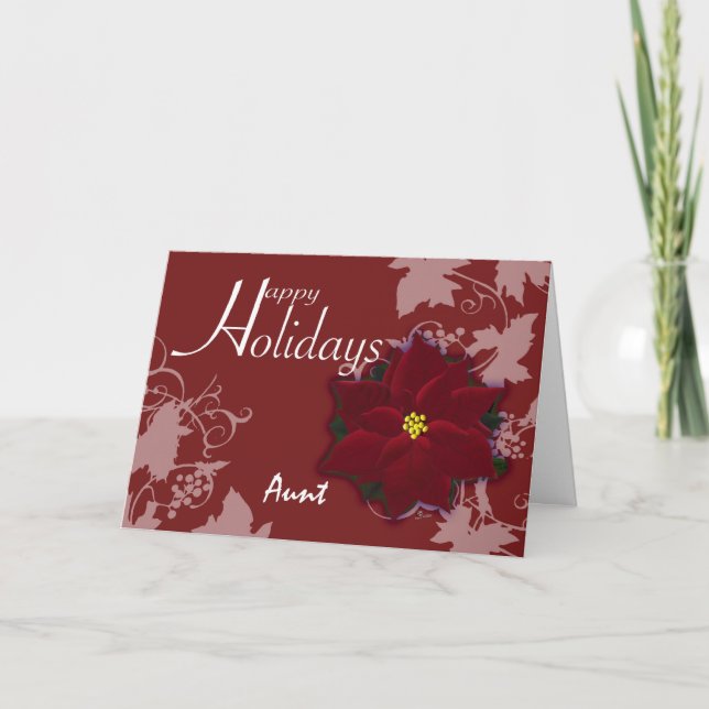 Joyeuse carte de la Tante Noël Poinsettia carte (Devant)