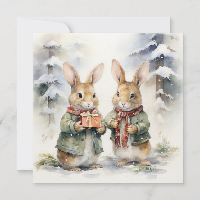 Joyeuse carte de lapin de Noël (Devant)