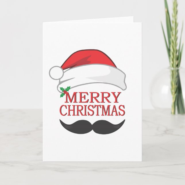 Joyeuse carte de moustache de Noël (Devant)