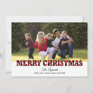 Joyeuse carte de neige de Noël   Plaid Buffalo