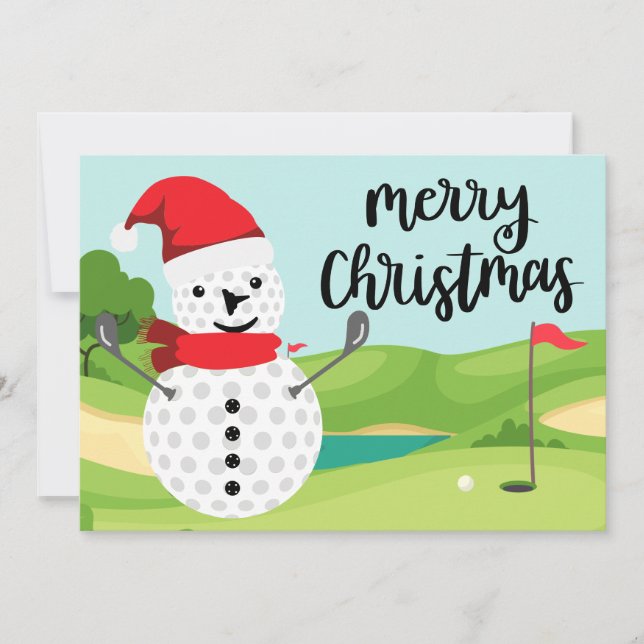 Joyeuse carte de Noël au golfeur avec Snowman Golf (Devant)