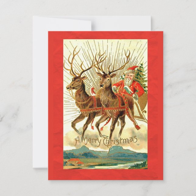 Joyeuse carte de Noël avec Père Noël et Reindeer (Devant)