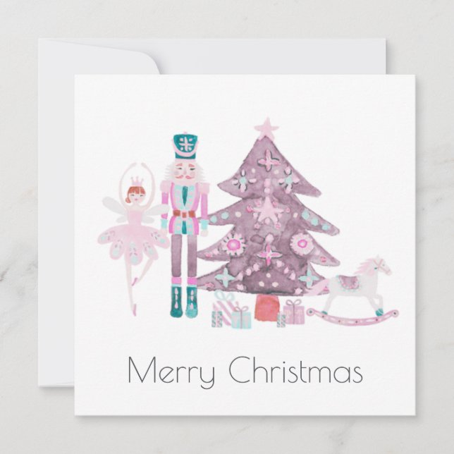 Joyeuse carte de Noël avec personnages Nutcracker (Devant)