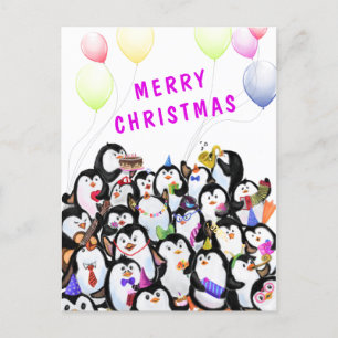 Joyeuse carte de Noël Bonne fête des pingouins