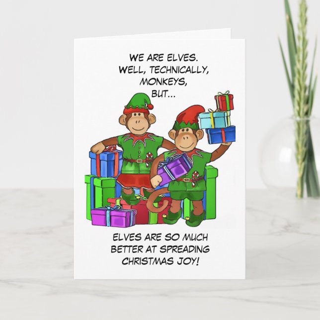Joyeuse carte de Noël Elf (Devant)