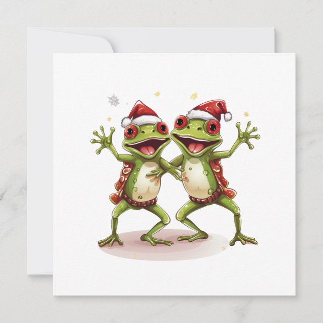 Joyeuse carte de Noël grenouille joyeuse (Devant)