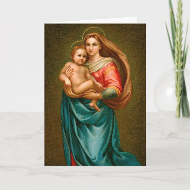Joyeuse carte de Noël Madonna et enfant (Devant)
