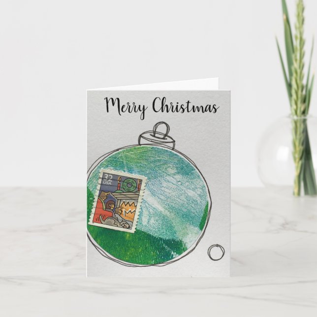 Joyeuse carte de Noël - ornement dessiné à la main (Devant)