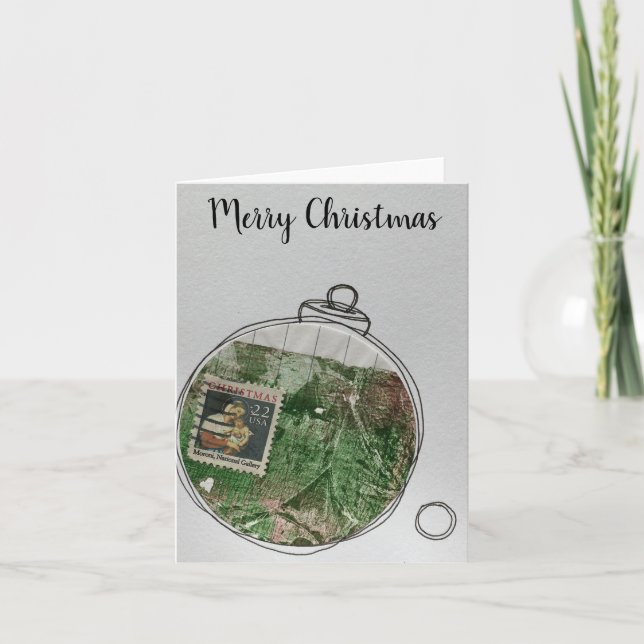 Joyeuse carte de Noël - ornement dessiné à la main (Devant)