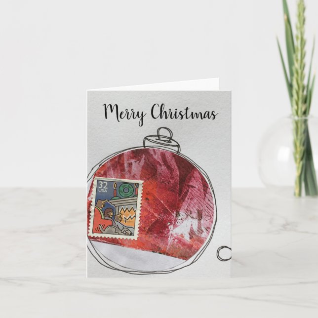 Joyeuse carte de Noël - ornement dessiné à la main (Devant)