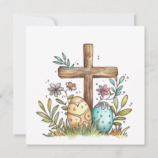 Joyeuse carte de Pâques, croix d'oeufs de Pâques (Devant)