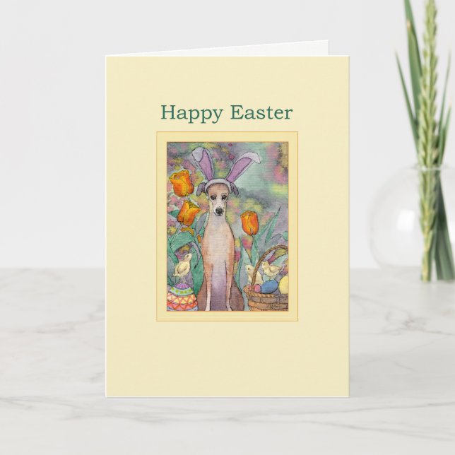 Joyeuse carte de Pâques, Greyhound dans les oreill (Devant)