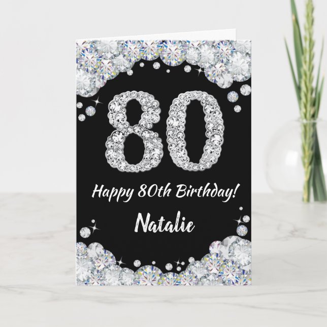 Joyeuse carte de Parties scintillant 80e anniversa (Devant)