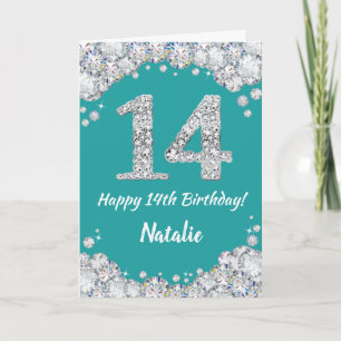 Joyeuse carte de Parties scintillant Turquoise et 