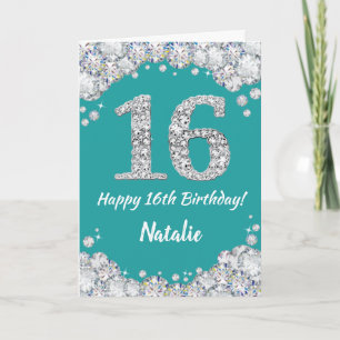 Joyeuse carte de Parties scintillant Turquoise et 