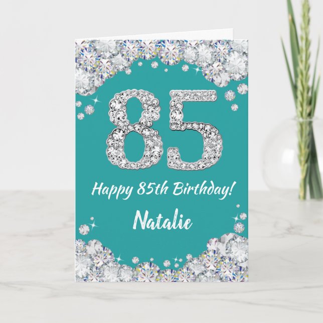 Joyeuse carte de Parties scintillant Turquoise et  (Devant)