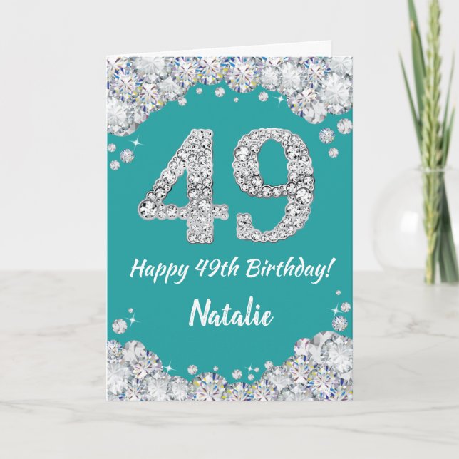 Joyeuse carte de Parties scintillant Turquoise et  (Devant)