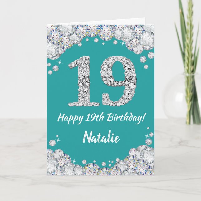 Joyeuse carte de Parties scintillant Turquoise et  (Devant)