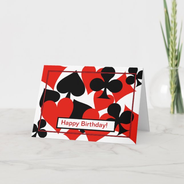 Joyeuse carte de pont d'anniversaire jouant cartes (Devant)