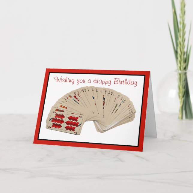 Joyeuse carte de pont d'anniversaire jouant cartes (Devant)