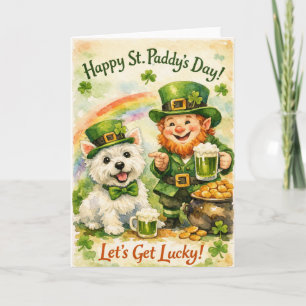 Joyeuse carte de Saint-Patrick Westie et lutin
