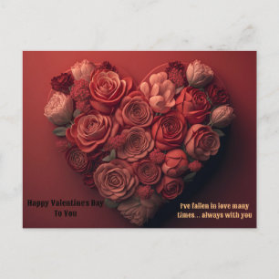 Joyeuse carte de Saint-Valentin avec rose et cœur