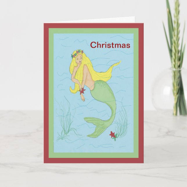Joyeuse carte de sirène de Noël (Devant)