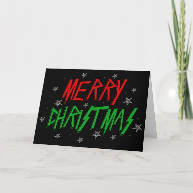 Joyeuse carte de style métal lourd Noël (Devant)