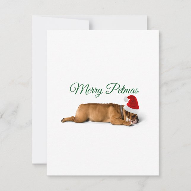 Joyeuse carte de vacances pour bulldog Noël (Devant)