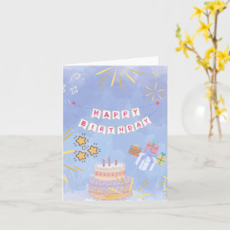 Joyeuse Carte de Vœux d'Anniversaire avec Gâteau e