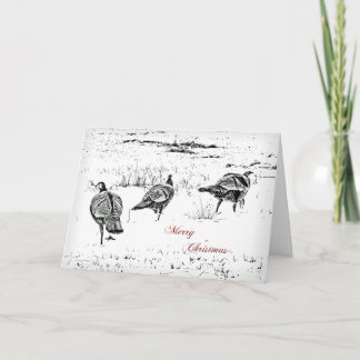 Joyeuse carte de voeux de Noël Turkeys sauvages en