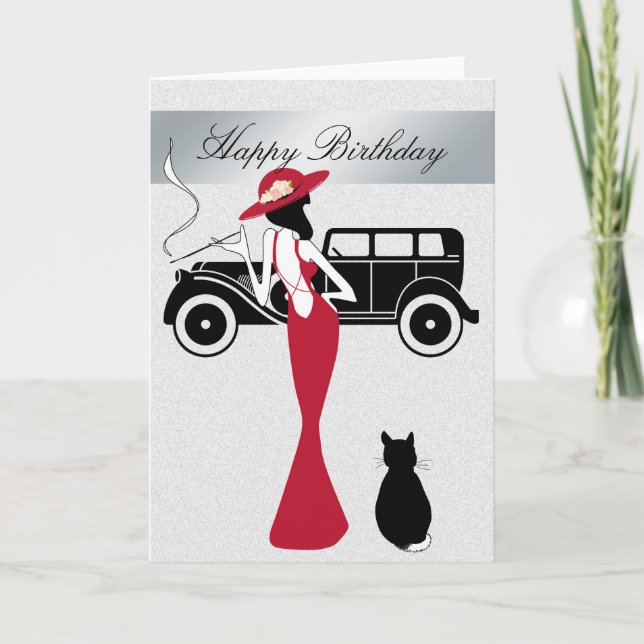 Joyeuse carte Diva d'anniversaire Elégante femme (Devant)