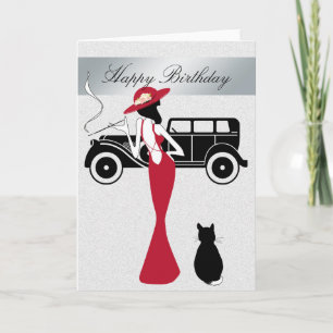 Joyeuse carte Diva d'anniversaire Elégante femme