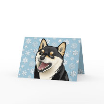 Joyeuse carte personnalisable de Shiba Inu de noir