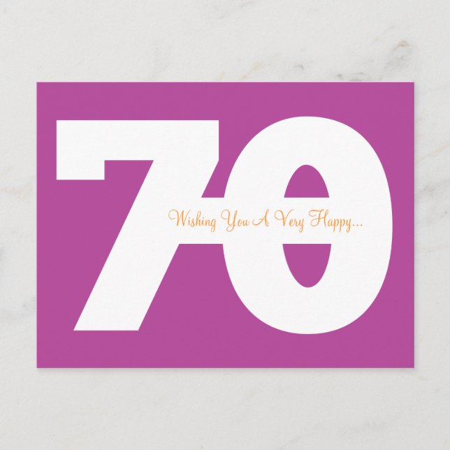 Joyeuse carte postale 70e anniversaire - Magenta (Devant)