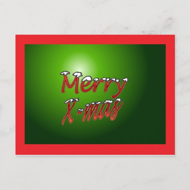 Joyeuse carte postale de Noël verte (Devant)