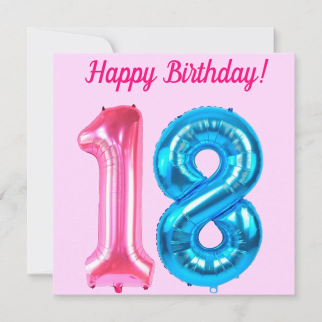 Joyeuse carte rose 18e anniversaire (Devant)