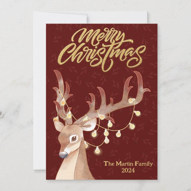 Joyeuse carte rouge or Noël (Devant)